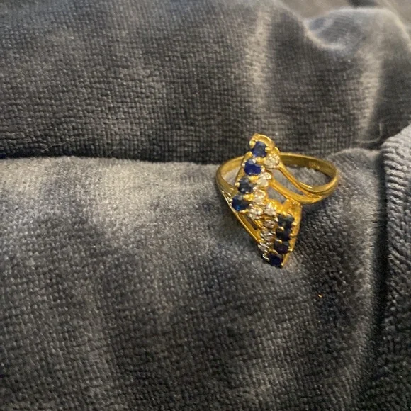 14k Gold Sapphire Diamond Ring size5.75 limited time live show price!! - Picture 6 of 7
